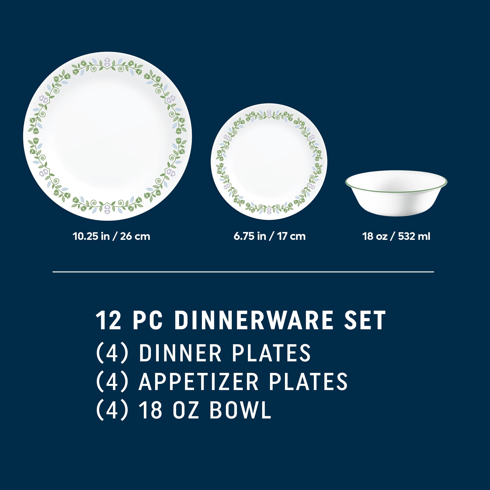Corelle® Bryndle 12-Piece Glass Dinnerware Set, Service for 4