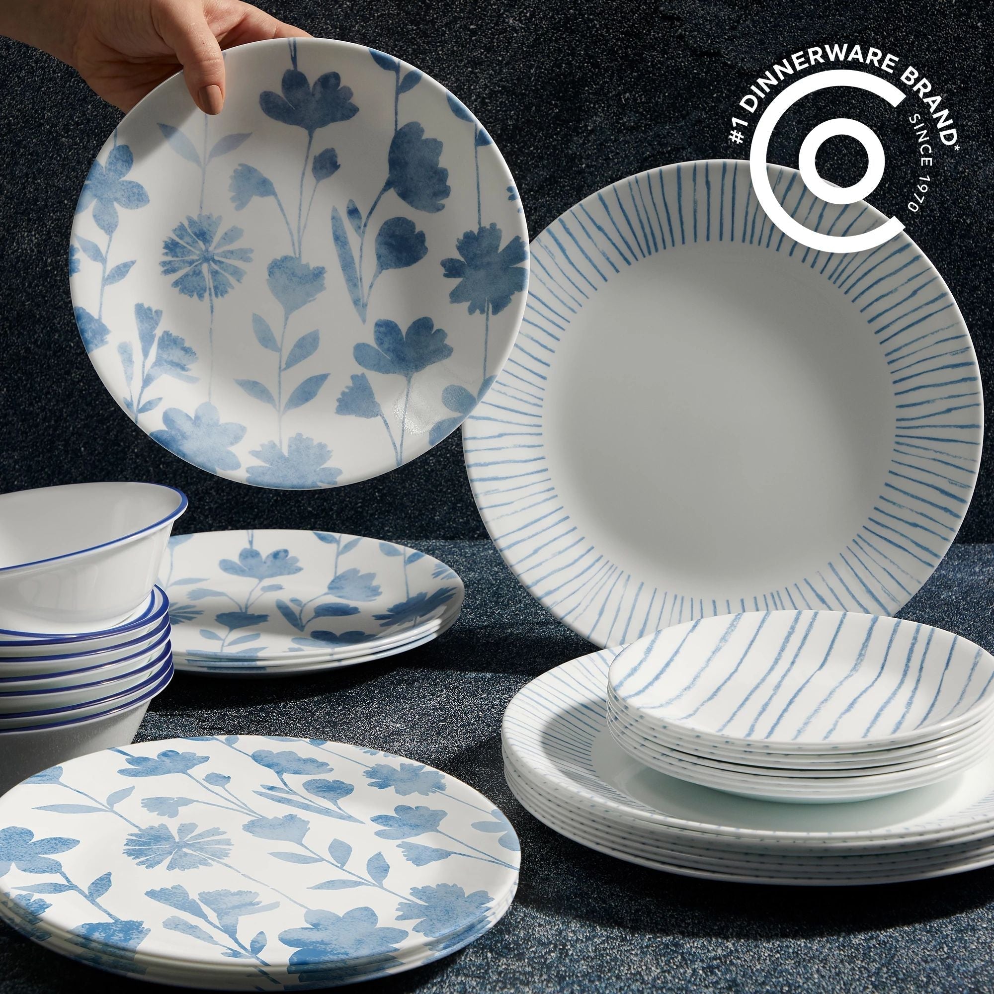 Corelle® Botanical Stripes 32-piece Dinnerware Set, Service for 8