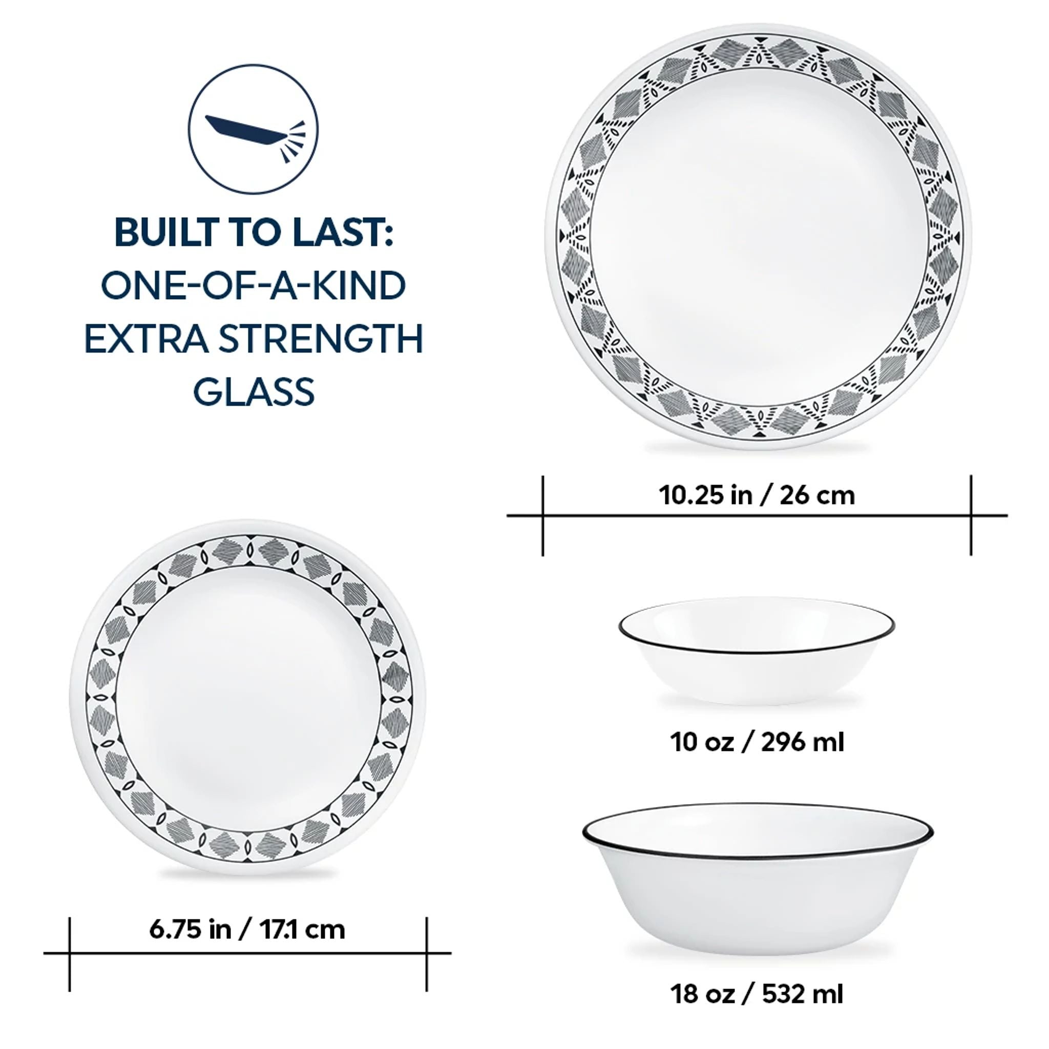 Corelle® Cusco 16-piece Mugless Dinnerware Set, Service for 4